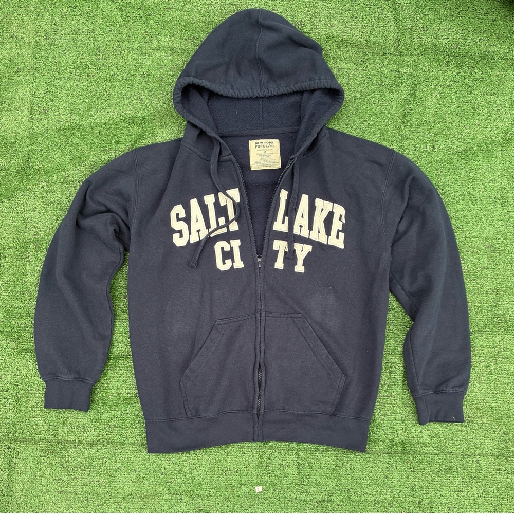 Salt Lake City New York Popular Navy Zip-Up Hoodie